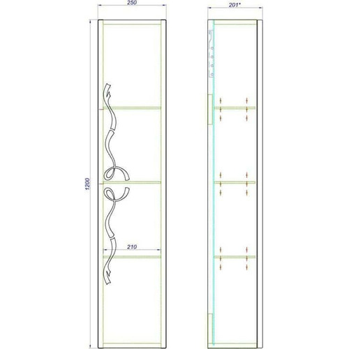 Шкаф пенал Aqwella Clarberg Due amanti 25 DUE0525W Белый без ручек