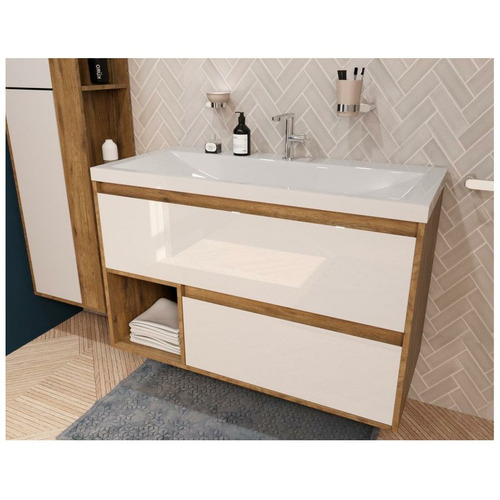 Тумба с раковиной Эстет Monaco Wood 1000х480 подвесной 2 ящика (ШхГхВ) 998х476х607