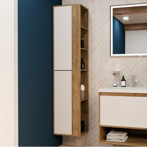 Пенал подвесной Эстет Monaco Wood с открытой полкой правосторонний (ШхГхВ) 350х350х1747