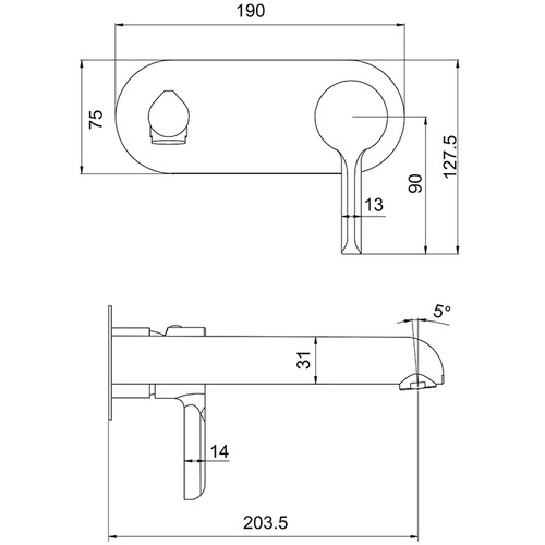 Смеситель для раковины настенный Gappo G1003-26 Чёрный