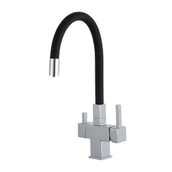Смеситель для кухни с гибким изливом Gappo G4395-30 Хром-черный