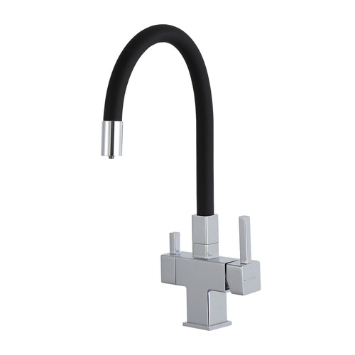 Смеситель для кухни с гибким изливом Gappo G4395-30 Хром-черный