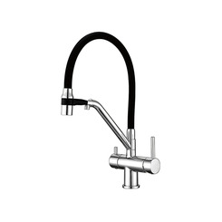 Смеситель для кухни с гибким изливом Gappo G4398-80 Хром-черный
