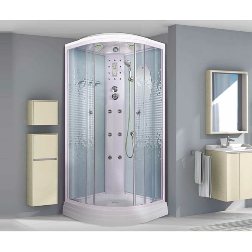 Душевая кабина Niagara Premium NG-3012-01 120х120 с гидромассажем профиль белый стекло с рисунком мозаика