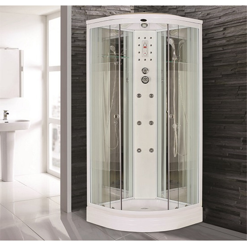 Душевая кабина Niagara Premium NG-7012-01 120х120 с гидромассажем профиль белый стекло с рисунком полоска