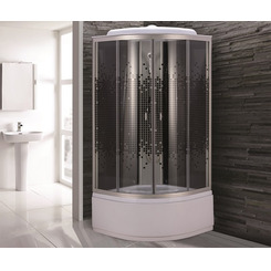 Душевая кабина Niagara Eco NG-7507-14 80х80 профиль серебро стекло с рисунком мозаика