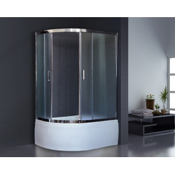 Душевой уголок Royal Bath RB8120BK-C-CH-R 120х80 асимметричный рифленое стекло