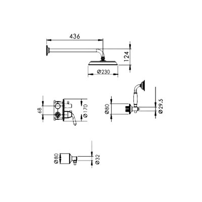 Душевой комплект Rose R0235Q без излива бронза