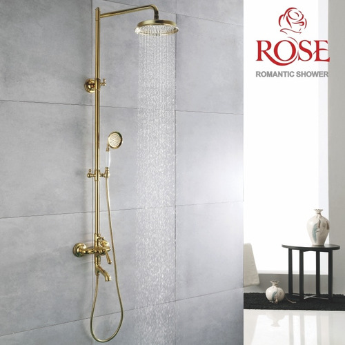 Душевая стойка Rose R0236E с изливом золото