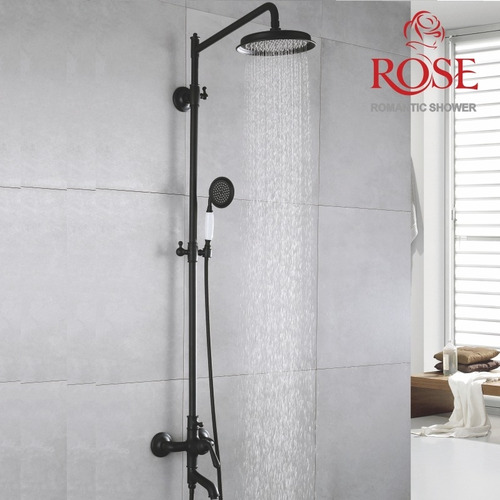 Душевая стойка Rose R0236H с изливом черный матовый