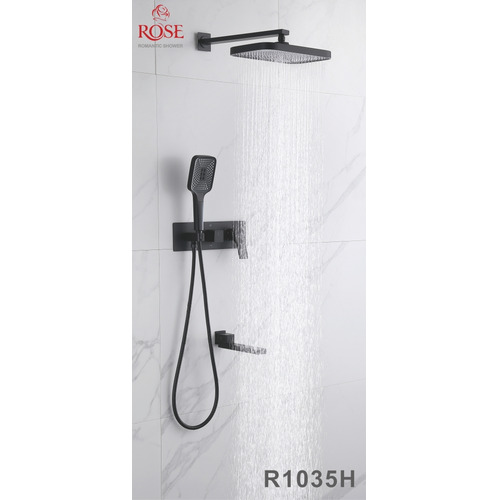 Душевой комплект Rose R1035H с изливом черный матовый