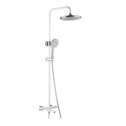 Душевая стойка Rose R3996F термостат с изливом белый - хром