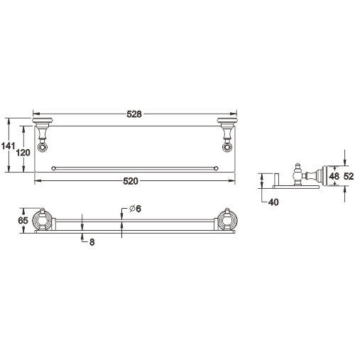 Полка стеклянная Rose RG1119Q бронза