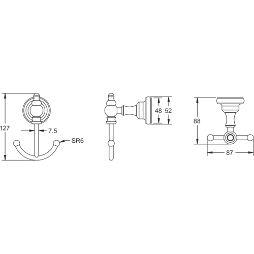 Крючок Rose RG1121 двойной хром