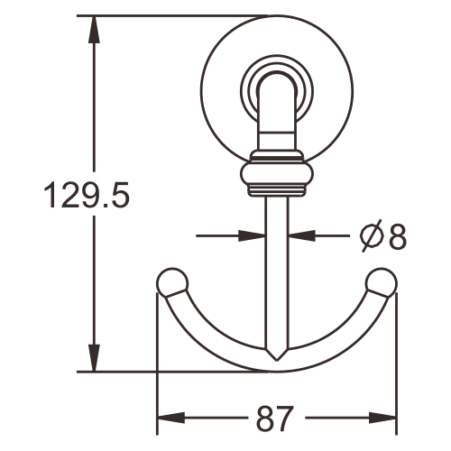 Крючок Rose RG1221 двойной хром