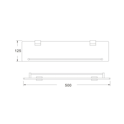 Полка стеклянная Rose RG1719H 50 см черный матовый
