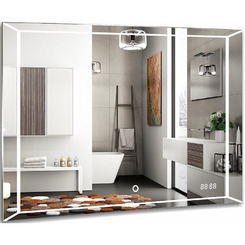 Зеркало в ванную с подсветкой Silver Mirrors VOLL-4 800х600 (LED-подсветка, сенсорный выключатель, часы) ФР-00001399