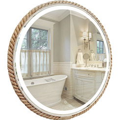 Зеркало в ванную с подсветкой Silver Mirrors Бригантина D650 (декор-канат, сенсорный выключатель) LED-00002573