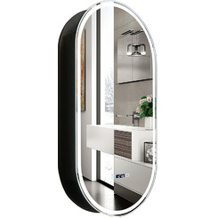 Зеркальный шкаф в ванную с подсветкой Silver Mirrors Soho - BLACK 500х1000 - 3.1 (ЖК-часы, подогрев, сенс. выключатель) LED-00002612