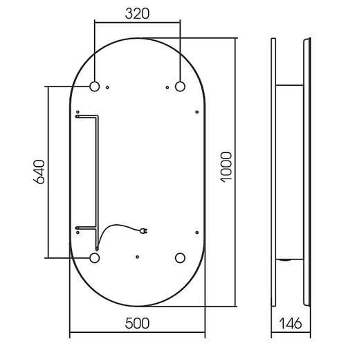 Зеркальный шкаф в ванную с подсветкой Silver Mirrors Soho - BLACK 500х1000 - 3.1 (ЖК-часы, подогрев, сенс. выключатель) LED-00002612