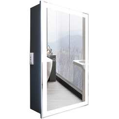 Зеркальный шкаф в ванную с подсветкой Silver Mirrors Hamburg-BLACK 462х762 (мех. выключатель, реверс.крепление) LED-00002669