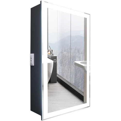 Зеркальный шкаф в ванную с подсветкой Silver Mirrors Hamburg-BLACK 462х762 (мех. выключатель, реверс.крепление) LED-00002669