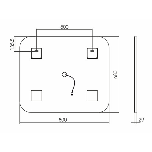 Зеркало Silver Mirrors Стив 800х680 - 4 (часы, сенсорный выключатель) ФР-00001394