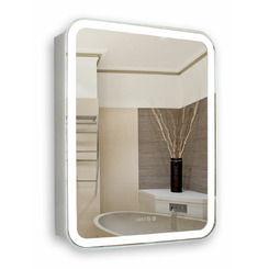 Зеркало-шкаф Silver Mirrors Фиджи 50 с часами и сменой цвета LED-00002361