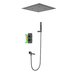 Душевая система встроенная с термостатом Timo Petruma SX-5019/03SM черный из латуни
