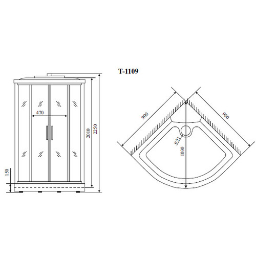 Душевая кабина Timo Standart Silver 90х90х220 T-6609S четверть круга