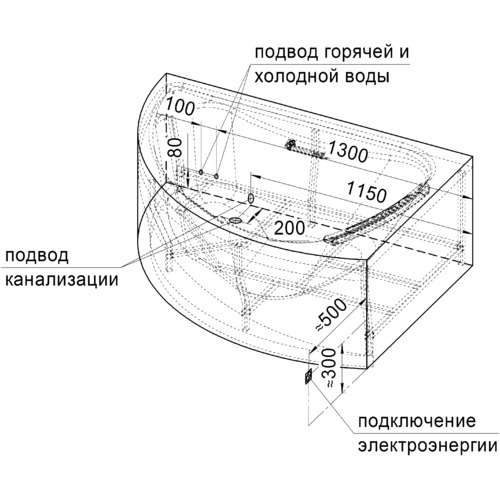 Акриловая ванна Radomir Альбена 168х120 правая