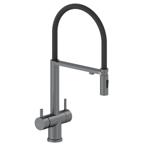 Смеситель для кухни с гибким изливом AltroBagno Flusso 050203 GrMt латунь оружейная сталь