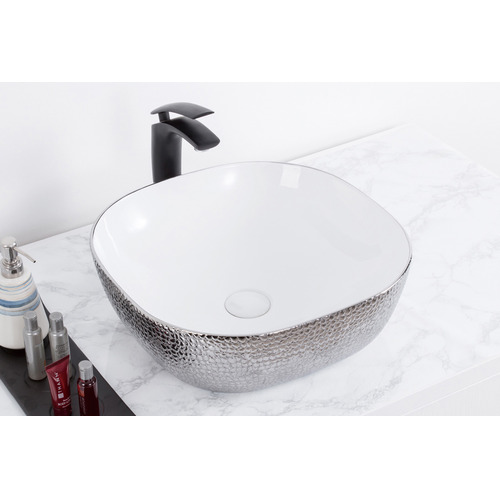 Раковина CeramaLux Luxline D1301H021 белая с серебром