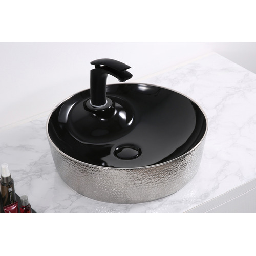 Раковина CeramaLux Luxline D1306H020 чёрная с серебром