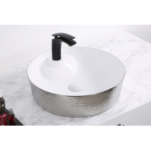 Раковина CeramaLux Luxline D1306H021 белая с серебром