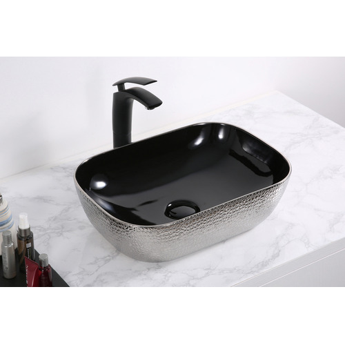 Раковина CeramaLux Luxline D1333H020 чёрная с серебром