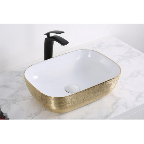Раковина CeramaLux Luxline D1333H130 белая с золотом