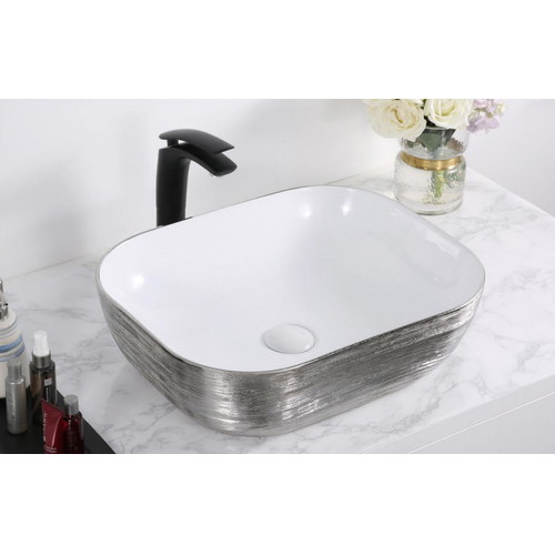 Раковина CeramaLux Luxline D1333H131 белая с серебром