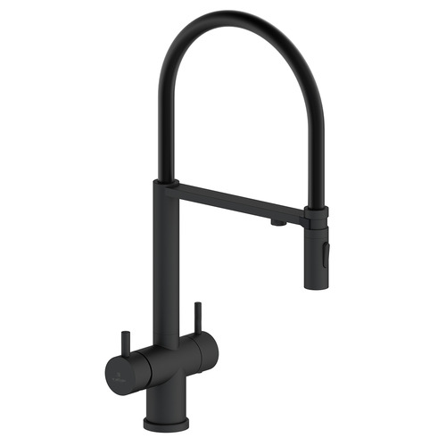 Смеситель для кухни с гибким изливом AltroBagno Flusso 050204 NeOp латунь черный матовый