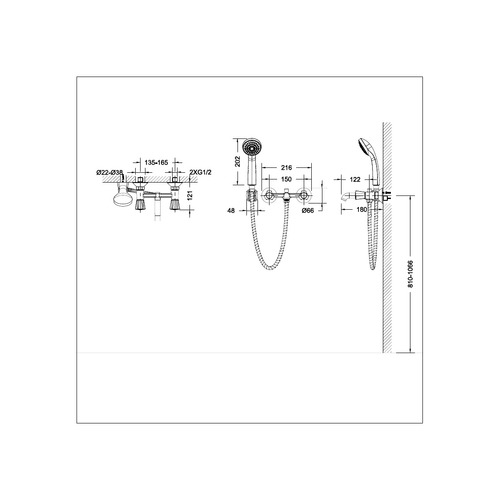 Смеситель Bravat Duo F6133186CP-B-RUS для ванны