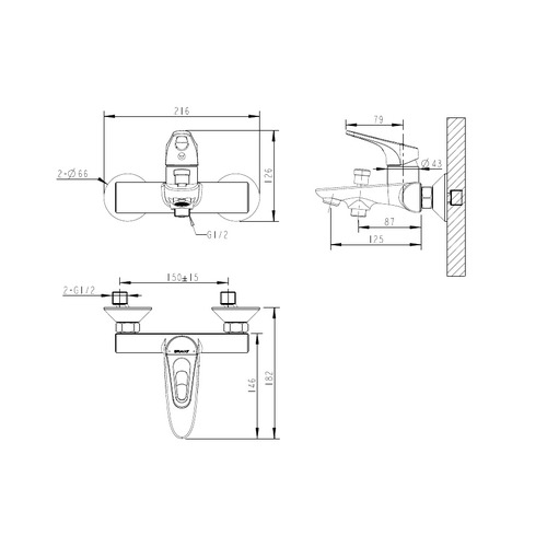 Смеситель Bravat Drop-D F648162C-01 для ванны