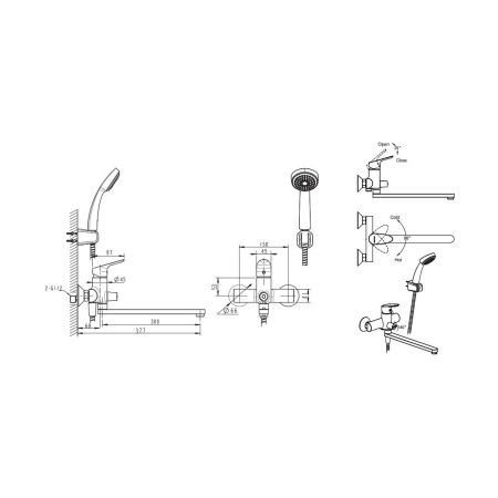 Смеситель Bravat Drop-D F648162C-LB-RUS для ванны с длинным изливом