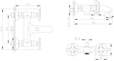 Смеситель Bravat Summer Rain F677111C-01 для ванны