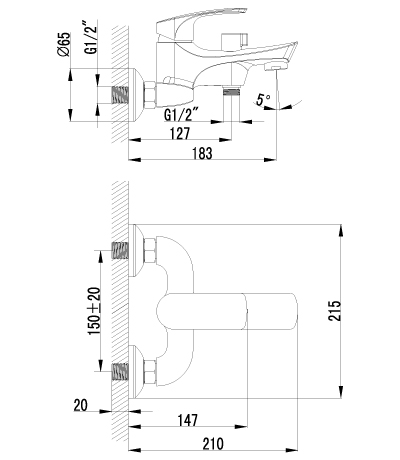 Смеситель Lemark plus Shape LM1712C для ванны