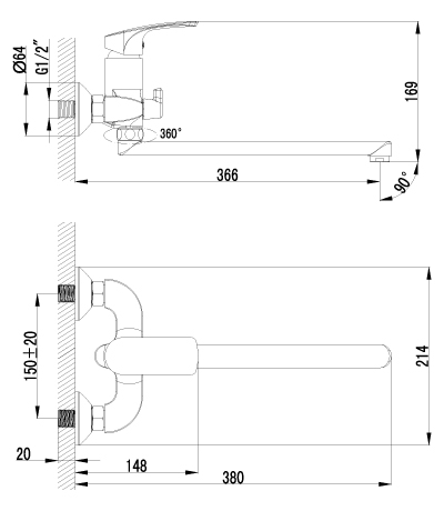 Смеситель Lemark Plus Shape LM1751C для ванны