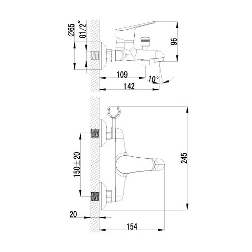 Смеситель Lemark Partner LM6552C для ванны с душем