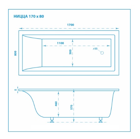Ванна Marmo Bagno Ницца 170х80 из искусственного камня