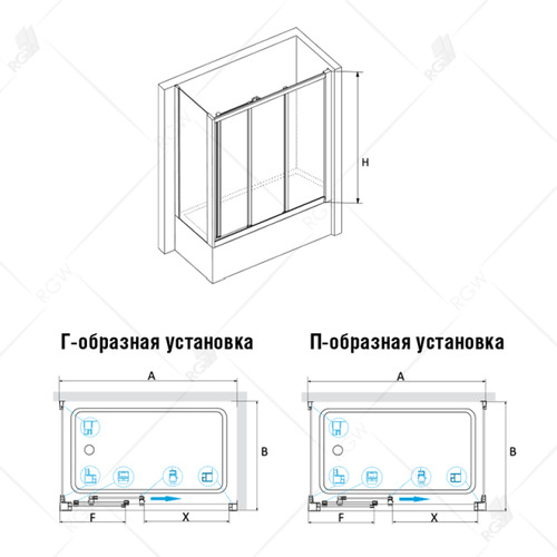 Шторка на ванну RGW Screens SC-81 (RGW SC-41+RGW Z-52) 170х75х150 раздвижная