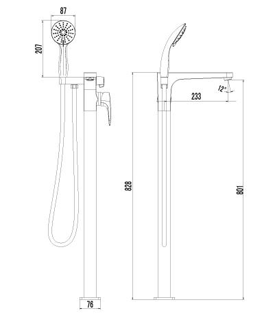 Смеситель Lemark Shift LM4344C напольный для ванны
