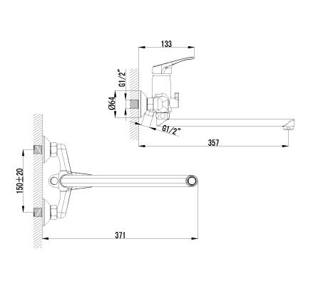 Смеситель Lemark Omega LM3151C для ванны